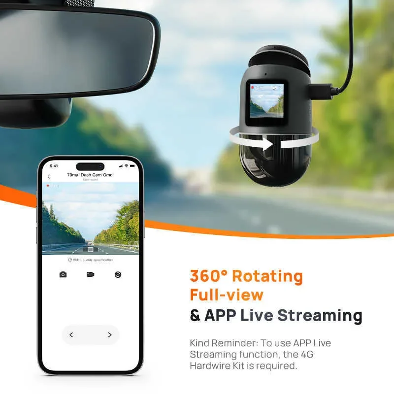 DVRs Dash Cam Omni 360° Full View Builtin GPS ADAS 70mai Car DVR X200 Camera 24H Parking Monitor EMMC Storage AI Motion S25418