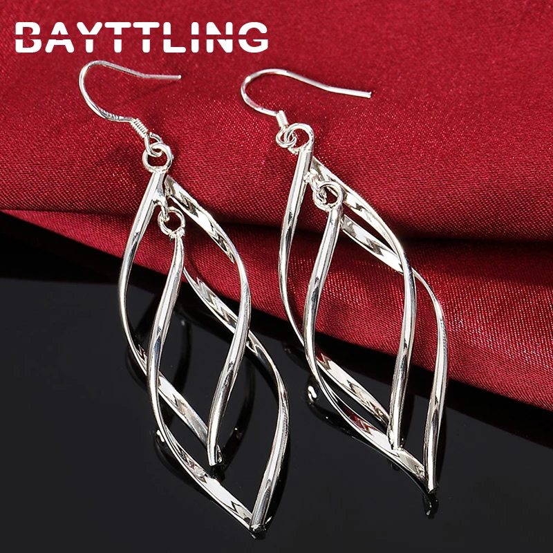 

BAYTTLING Fashion 925 Sterling Silver 60MM Long Tassel Earrings For Women Charm Wedding Gift Gift Jewelry Earrings