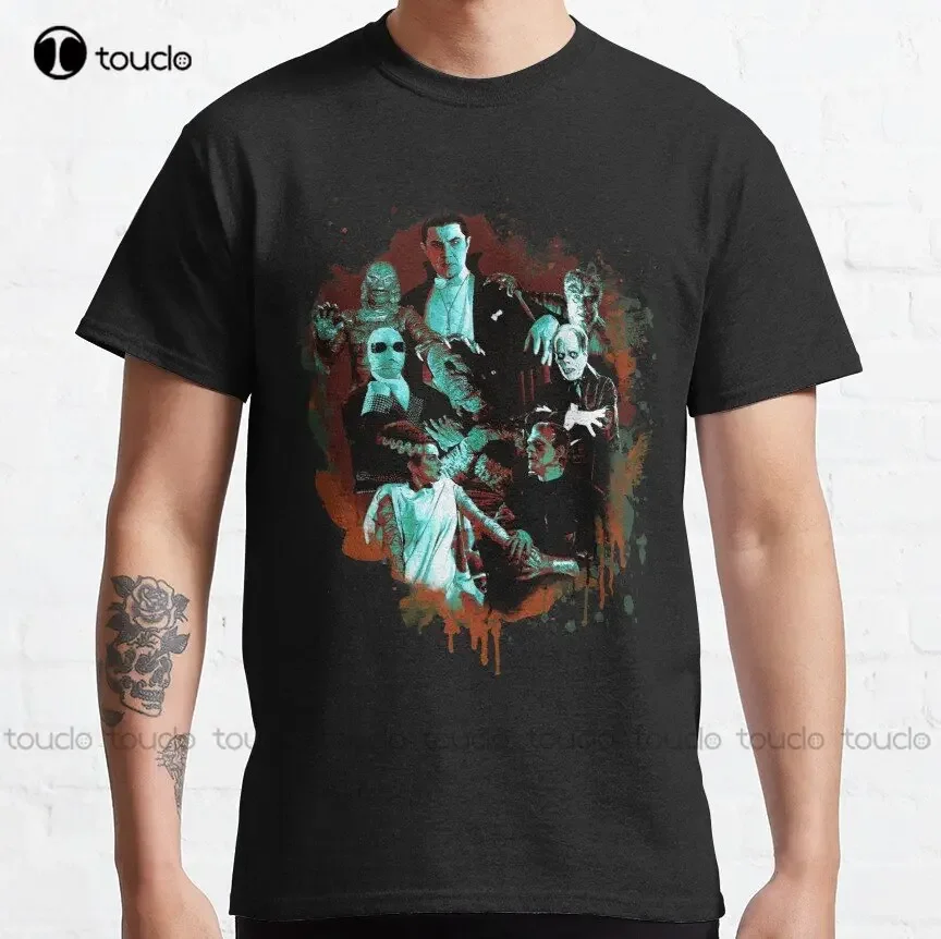 Kaus klasik Monster Halloween Horror Drakula Tshirt pria kaus cetak Digital uniseks remaja Aldult kaus Xs-5Xl pria dan wanita