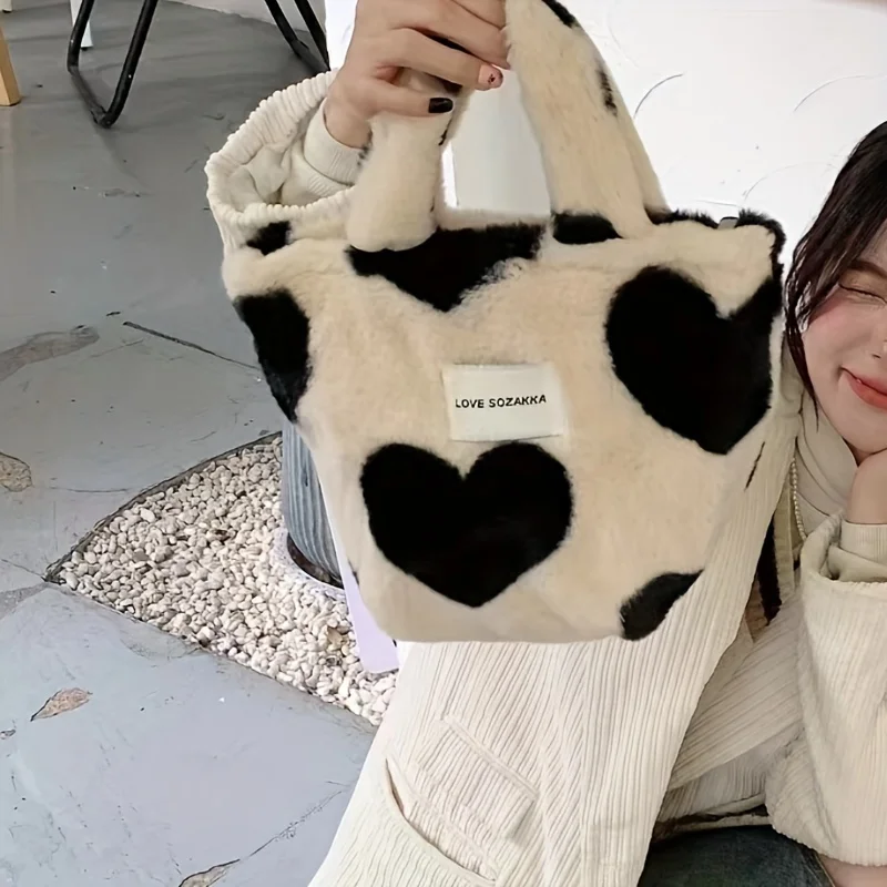 2024 New Arrival Hot Selling Ladies Fashion Fluffy Tote Bag Trendy Plush Satchel Bag Women's Kawaii Handbag & Purse For Winter
