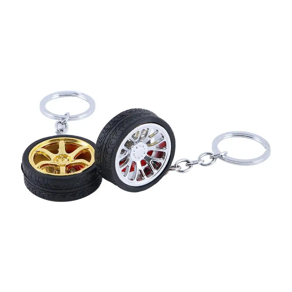 Car Accessories Bag Pendant Creative Alloy RIM Wheel Keyring Simulation Tire Brake Discs Key Ring Car Wheel Keychain