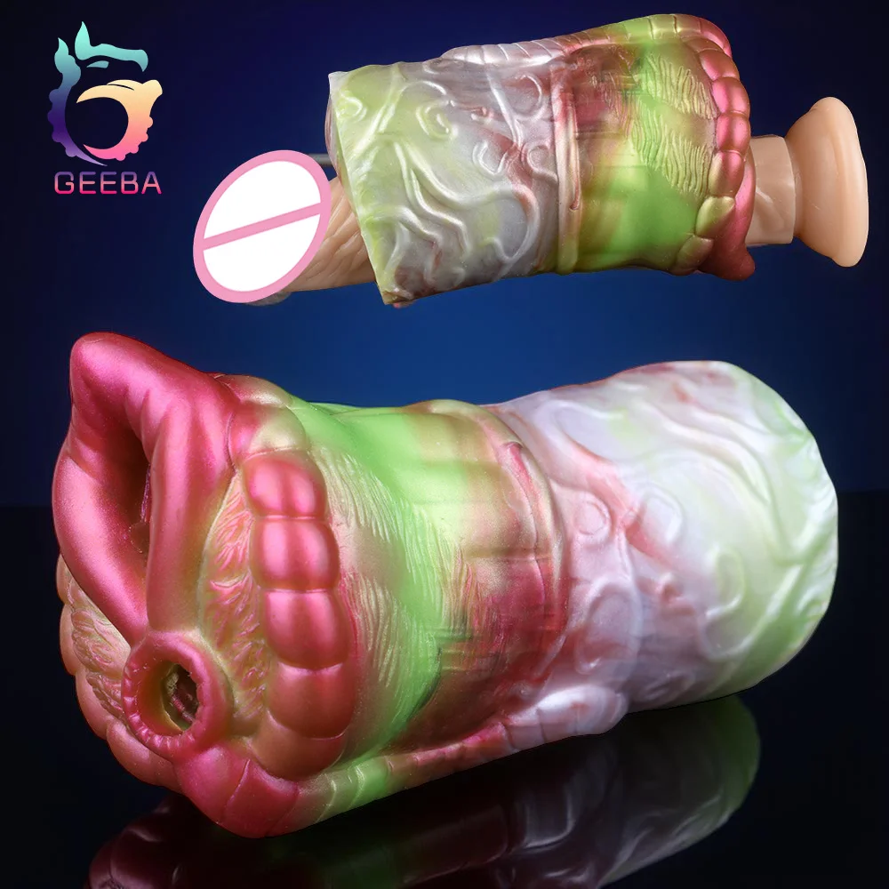 GEEBA fantasía masturbador masculino de doble canal de silicona todo acceso pene masculino Stroker Cup pene Onahole juguetes sexuales para adultos hombres Onahole