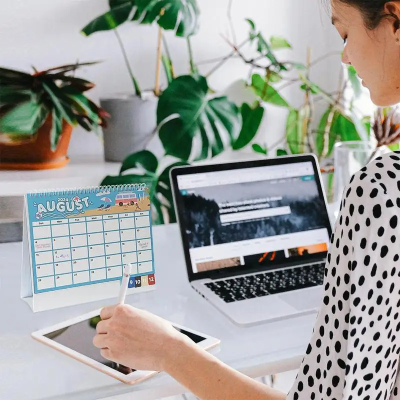 2024 Desk Calendar Simple Planner Monthly 2024 Desktop Calendar Decorative Memos Multifunctional Cardboard Calendar Ornaments