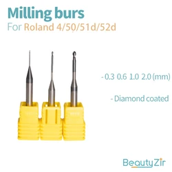 Rebarbas de trituração 2 peças roland Dwx-4/50/51d/52d diamante revestido 0.6mm/1.0mm/2.0mm