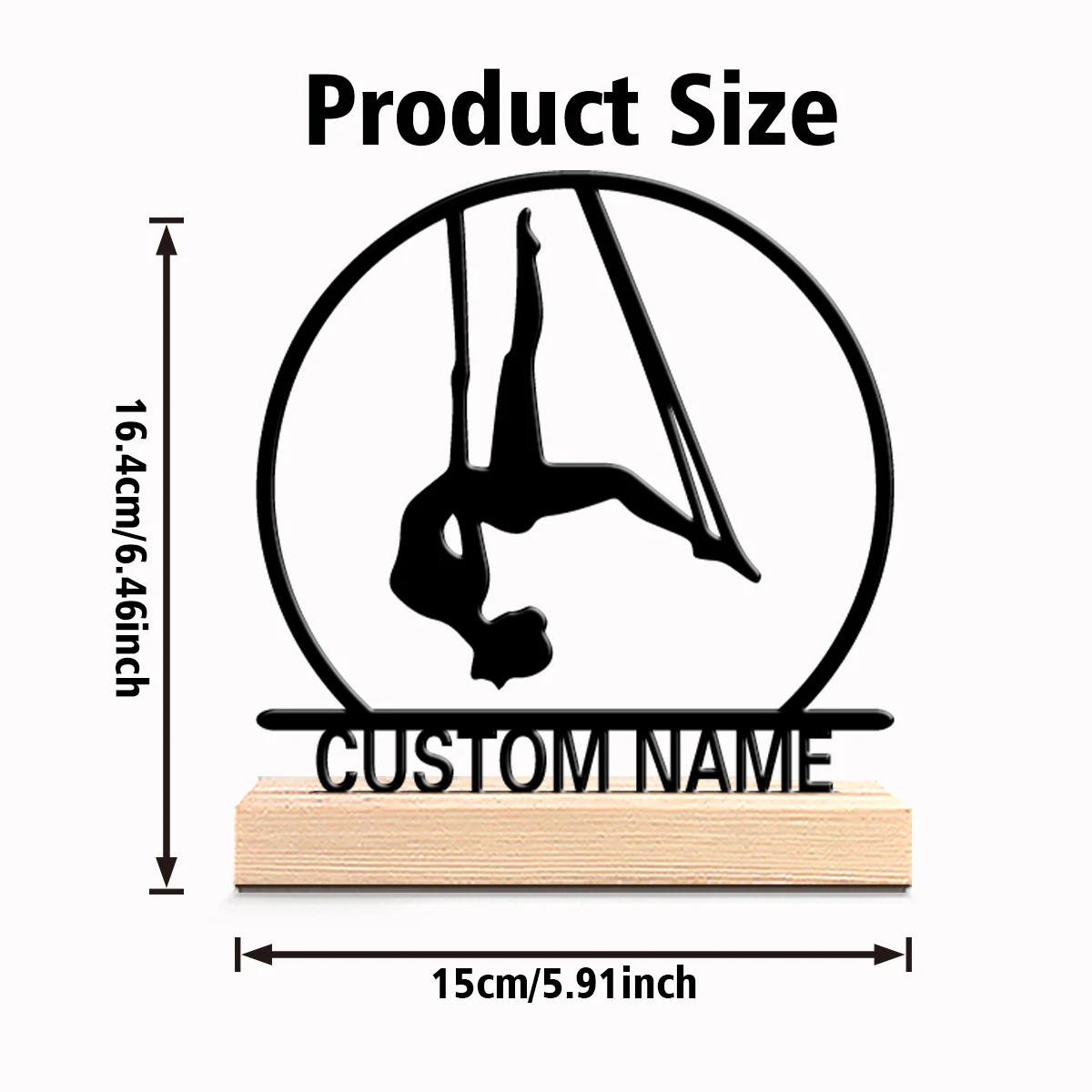1pc Romantic Personalized Custom Aerial Yoga Metal Statues A Wooden Frame Gift for Dance Enthusiasts, Perfect for Dancers, Valen