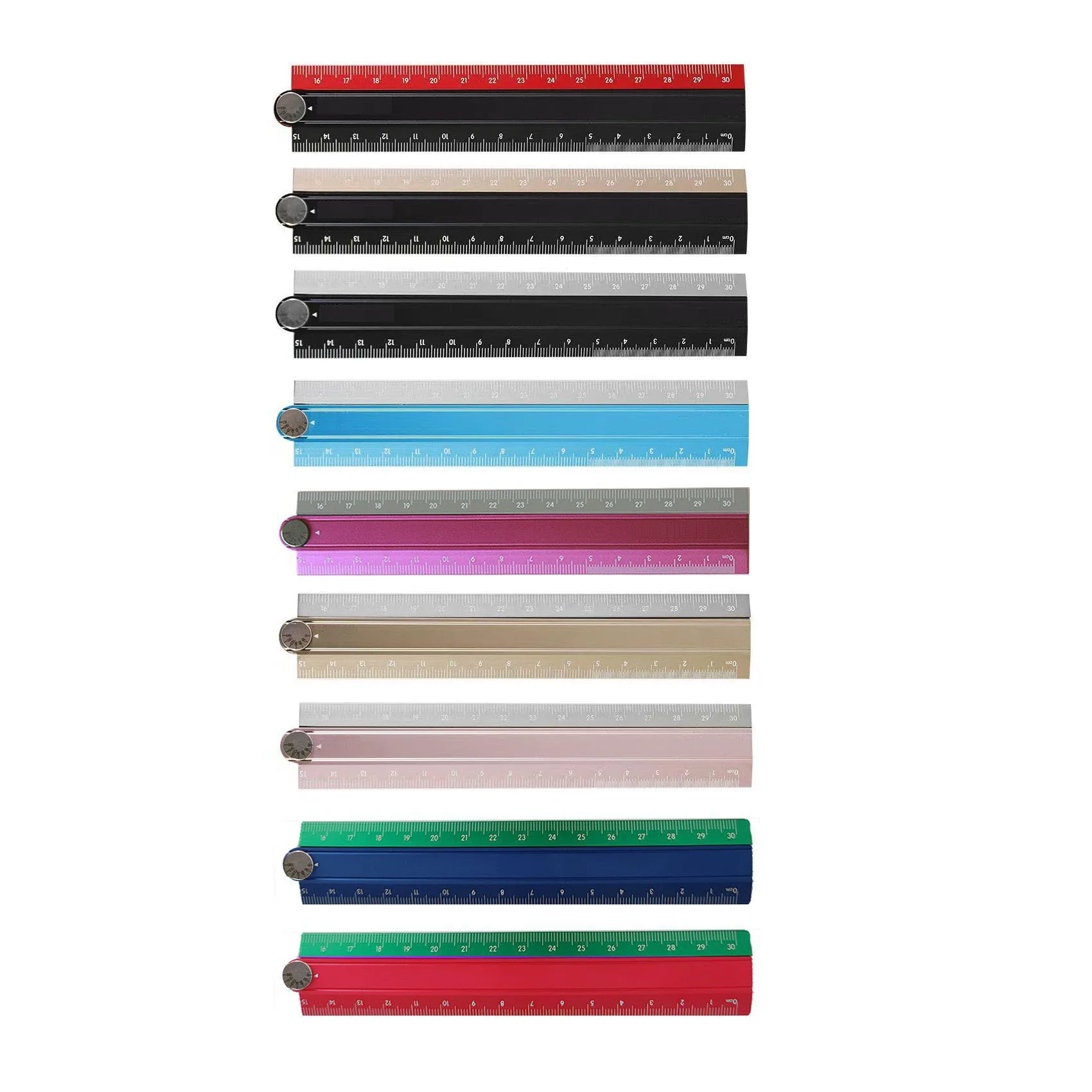 30cm/12-inch Anodized Aluminum Folding Ruler - Precision Scale Measuring Tool for Students & Professionals