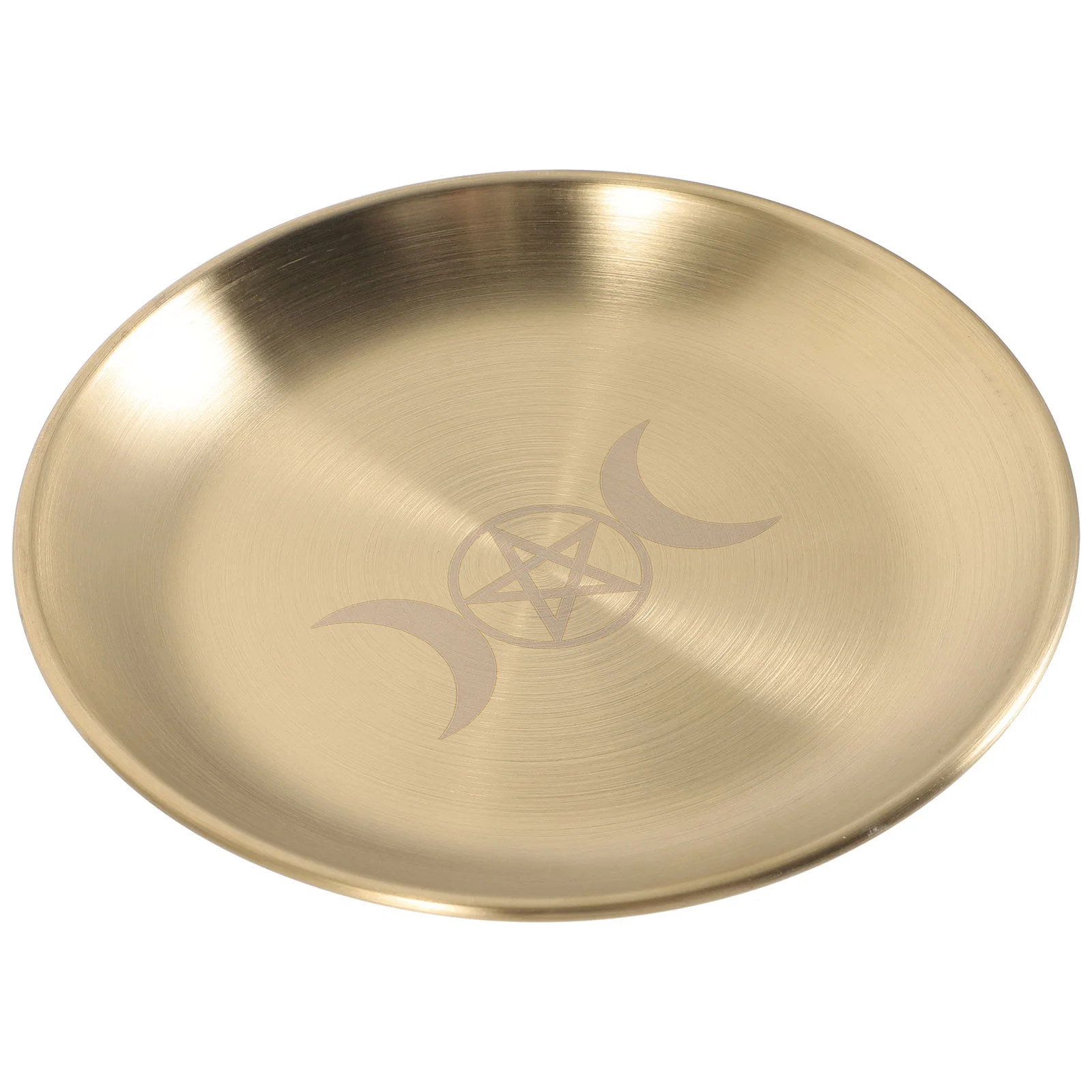 Pentacle Three Phase Moon Gold Disk Jewelry Holder Dish Trays for Food Serving Altar Arrangement Decorative Perfume