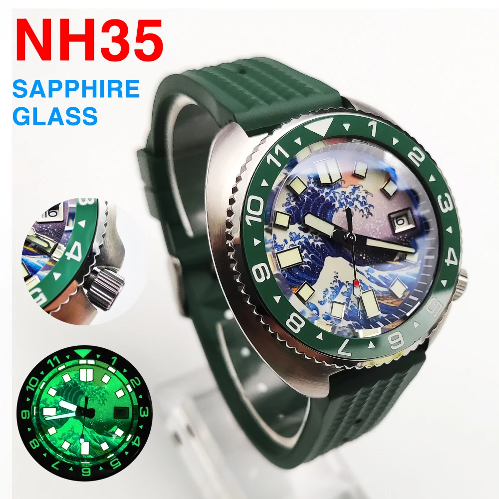 43MM Abalone NH35 Men's Watch Waterproof Stainless Steel Watch Sapphire Glass Men's Mechanical Watch Automatic Luminous Ceramic