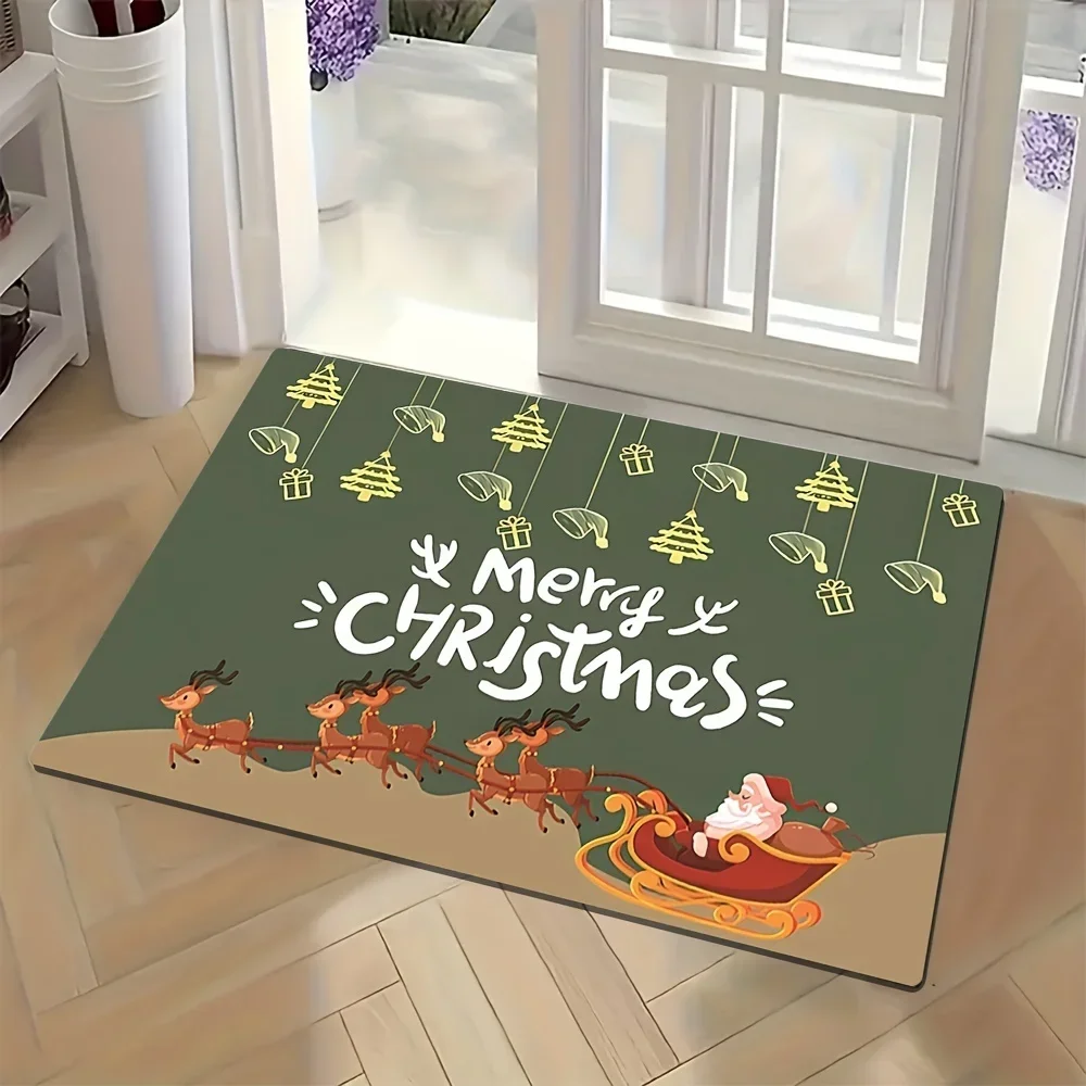 Christmas Gnome Doormat Three Plaid Gnome Snowflake Print Black Background Holiday Porch Entry Home
