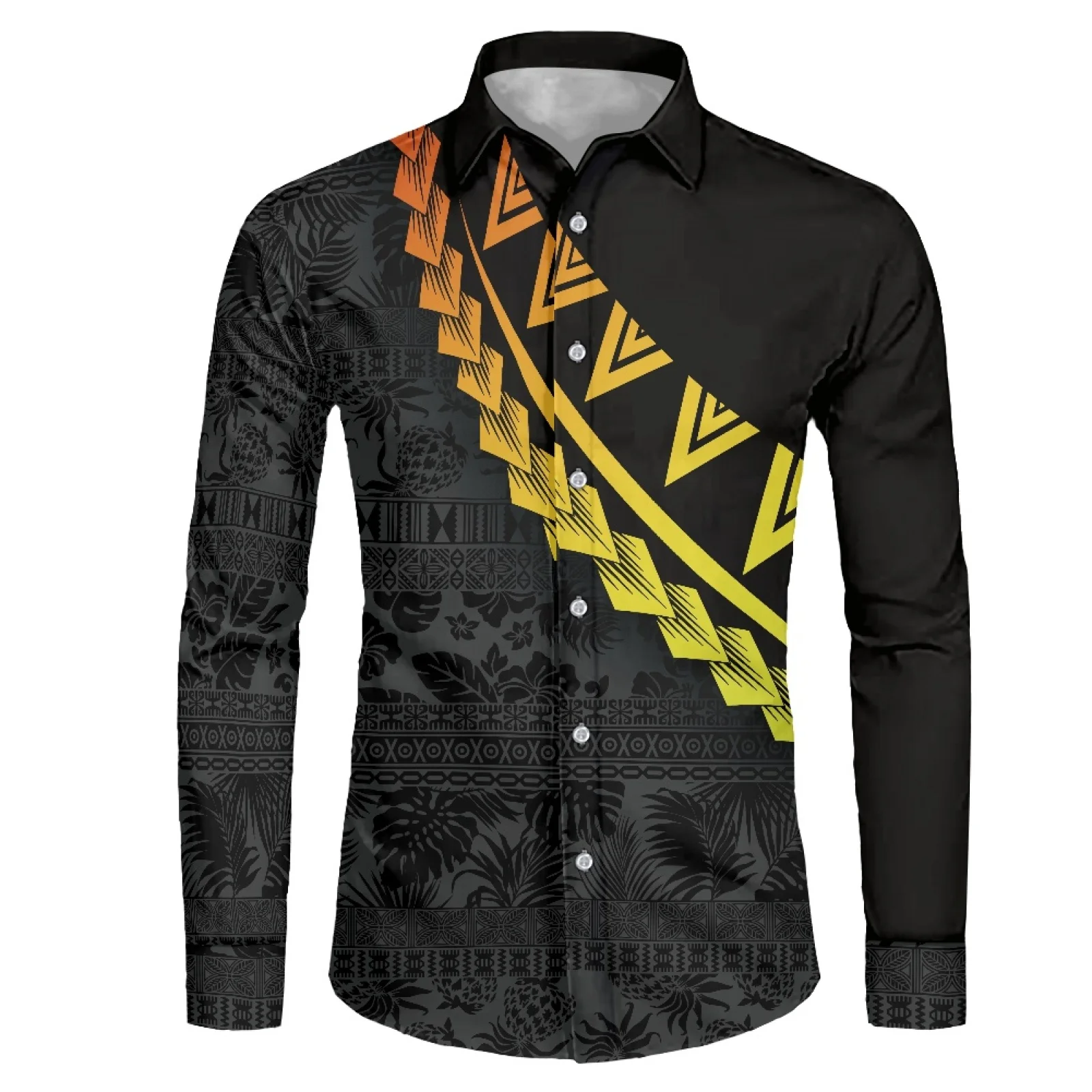 New Fashion Mens Casual Shirt Polynesia Turtle Print Stand-up Collar Shirt Plus Size 6XL Long Sleeve Buttons Men's Shirts