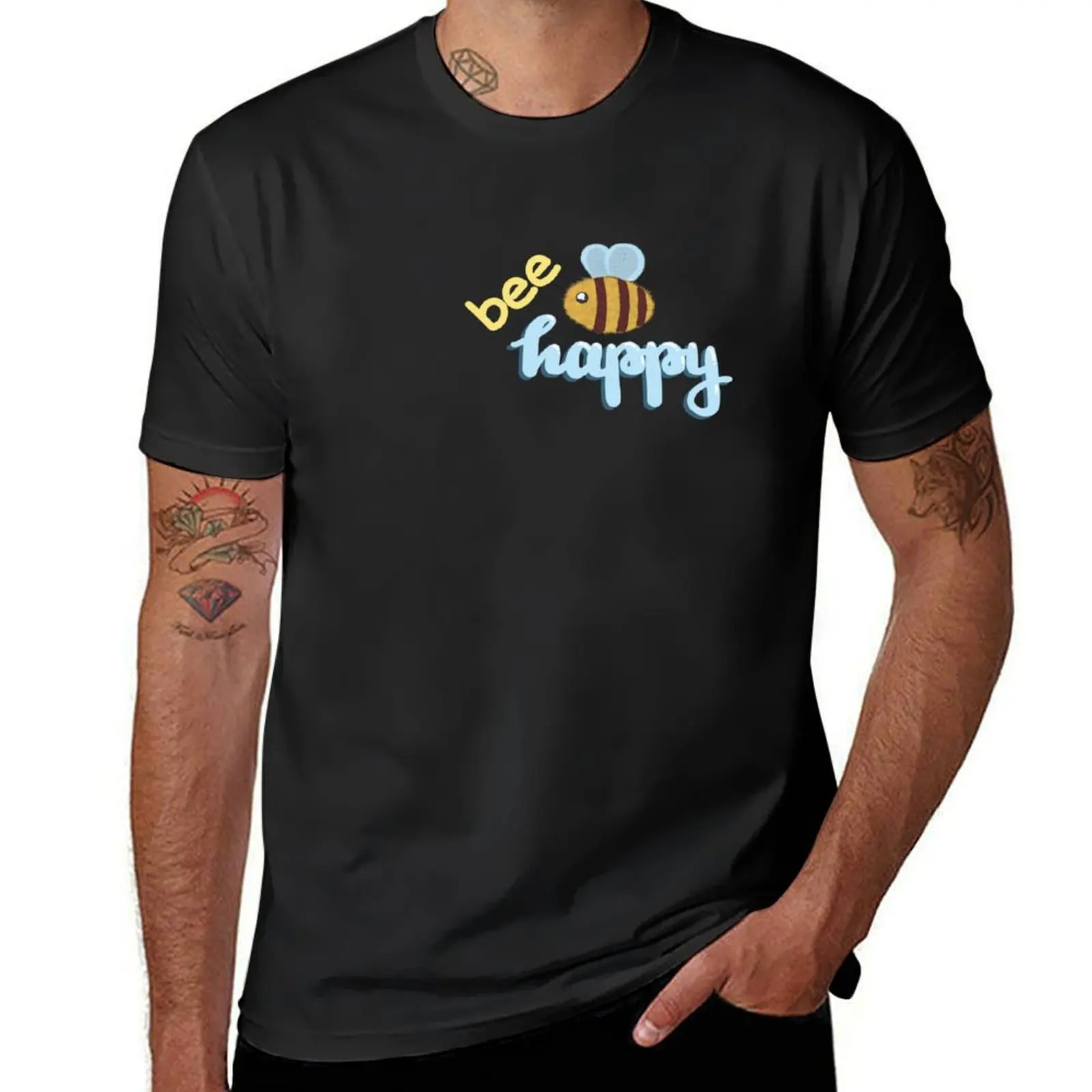 Be(e) happy T-Shirt plain heavyweights funnys summer clothes mens t shirt