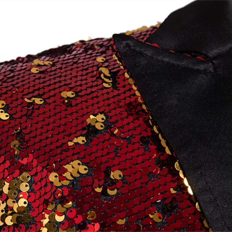 

Мужской роскошный пиджак с пайетками европейского размера, золотой блейзер для свадебных банкетов, сценический костюм для выступлений певцов.