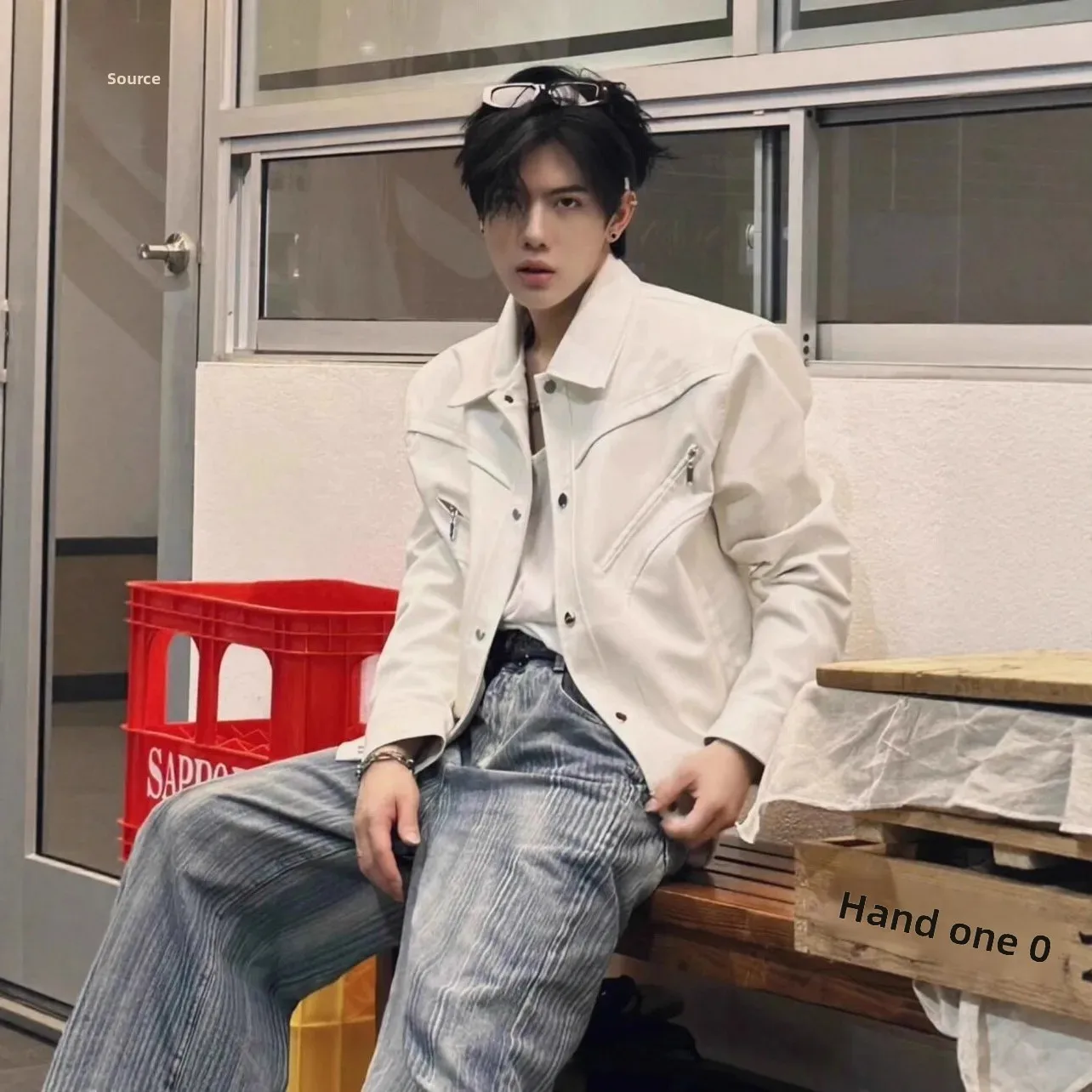 Spring Autumn New American Style Flip Collar Motorcycle Jacket Casual Loose Cleanfit Short Padded Shoulder Leather Jacket Men's