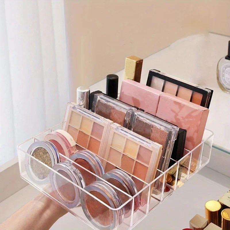 7 Compartments Clear Acrylic Makeup Organizer Tray Cosmetic Storage For Lipsticks Makeup Brushes Vanity Desktop Organizer
