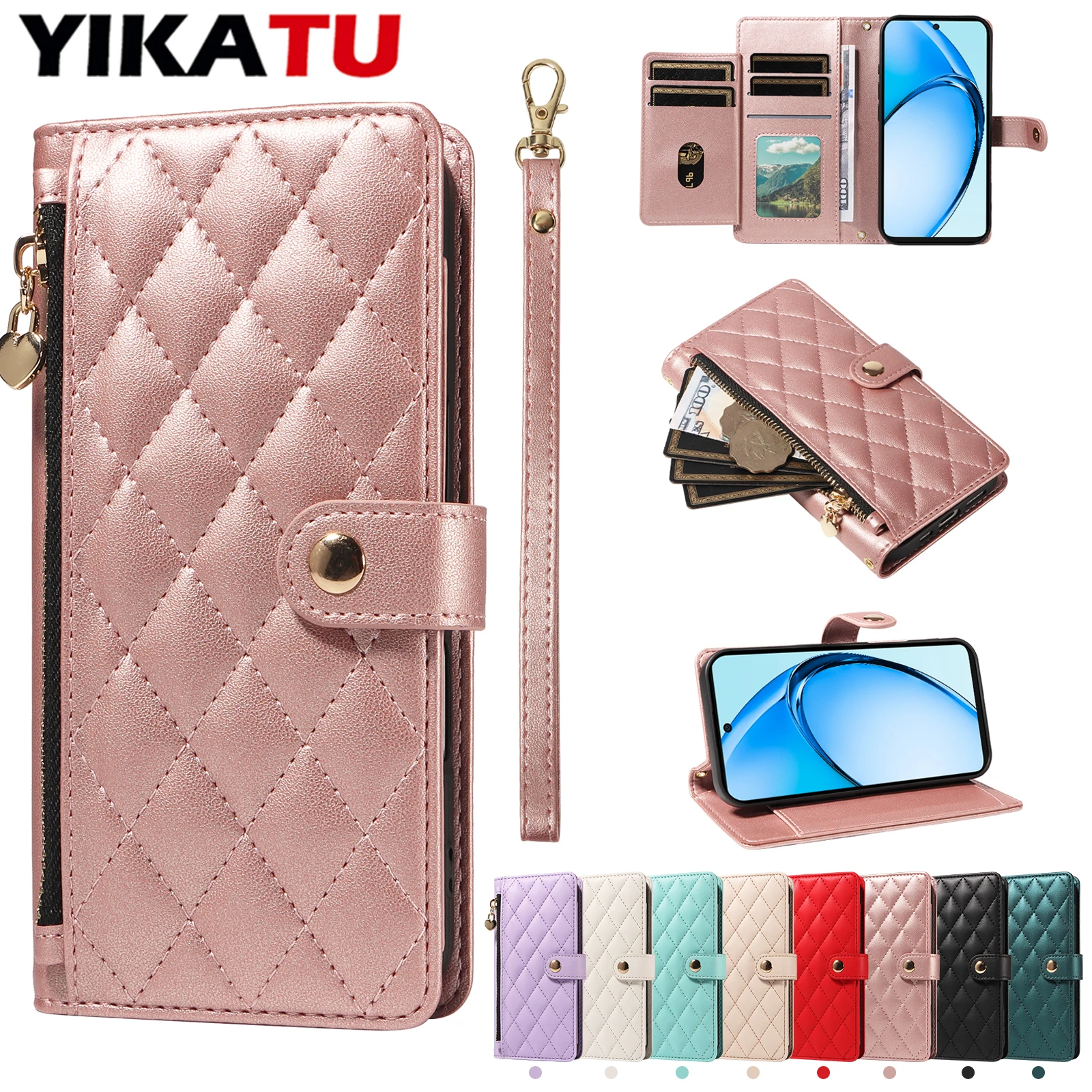 

For OPPO Reno14 F Reno13 A Reno12 Reno11 F 5G Reno 14 14F 13 13F 13A 12 12F 11 11F A5 A3 Pro A3X A2 A1 K12X Find X8 Wallet Case