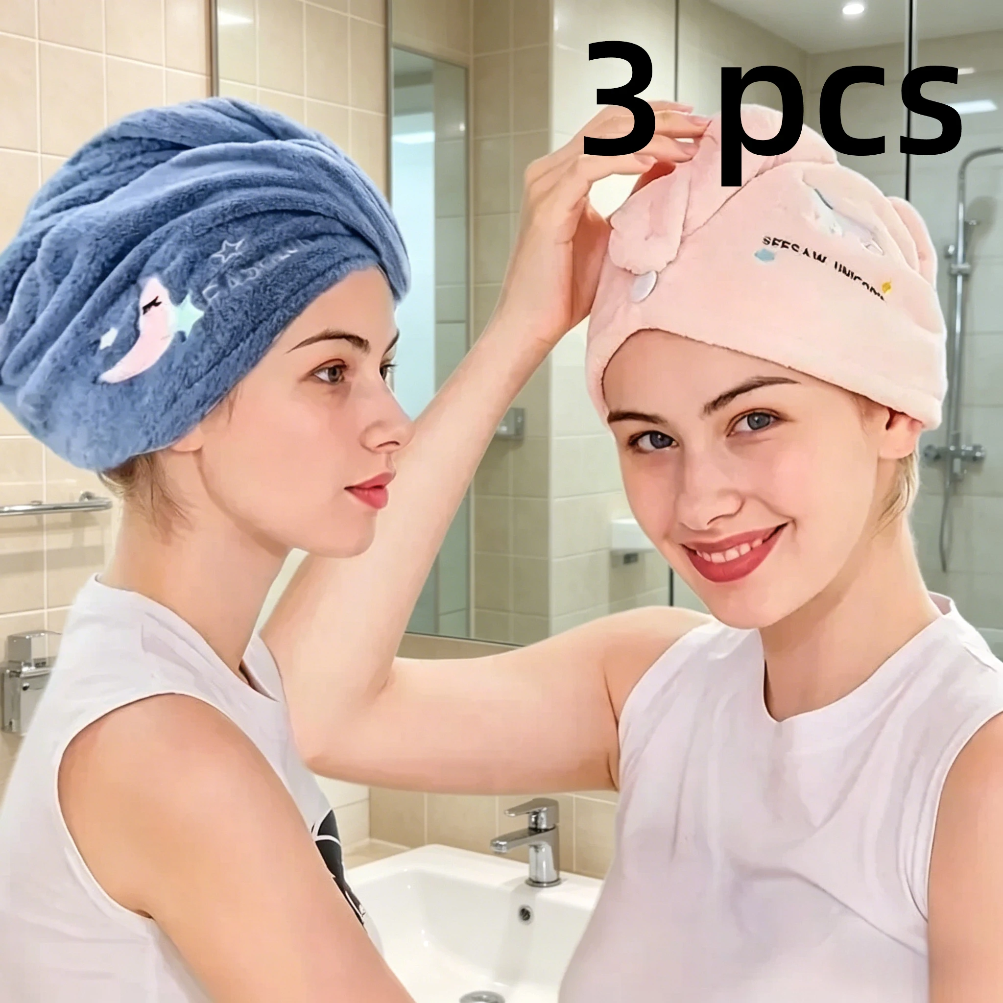 Super Absorbent Quick Dry Hair Wrap Towel Soft Women Bath Head Turban Hat Shower Drying Bonnets Accessory