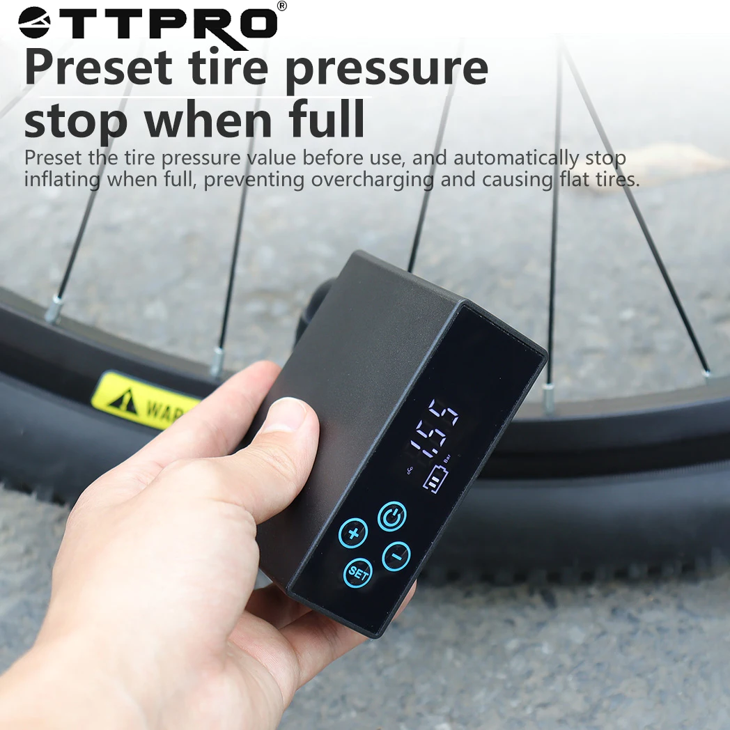 

TTPRO Portable Tire Inflator Rechargeable Electric Inflator For Car Bicycle Digital Air Compressor Football Ball Inflator Pump