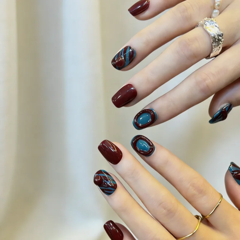 

10 шт. Накладные ногти ручной работы в стиле Instagram: яркие, ретро, с 3D-шариками. Идеальный подарок для женщин и подруг.