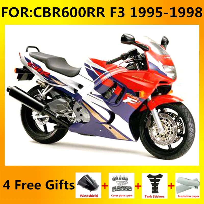 

New ABS Motorcycle Whole Fairings Kit fit for CBR600 F3 CBR600F3 CBR 600 1995 1996 1997 1998 full fairing kits set red white