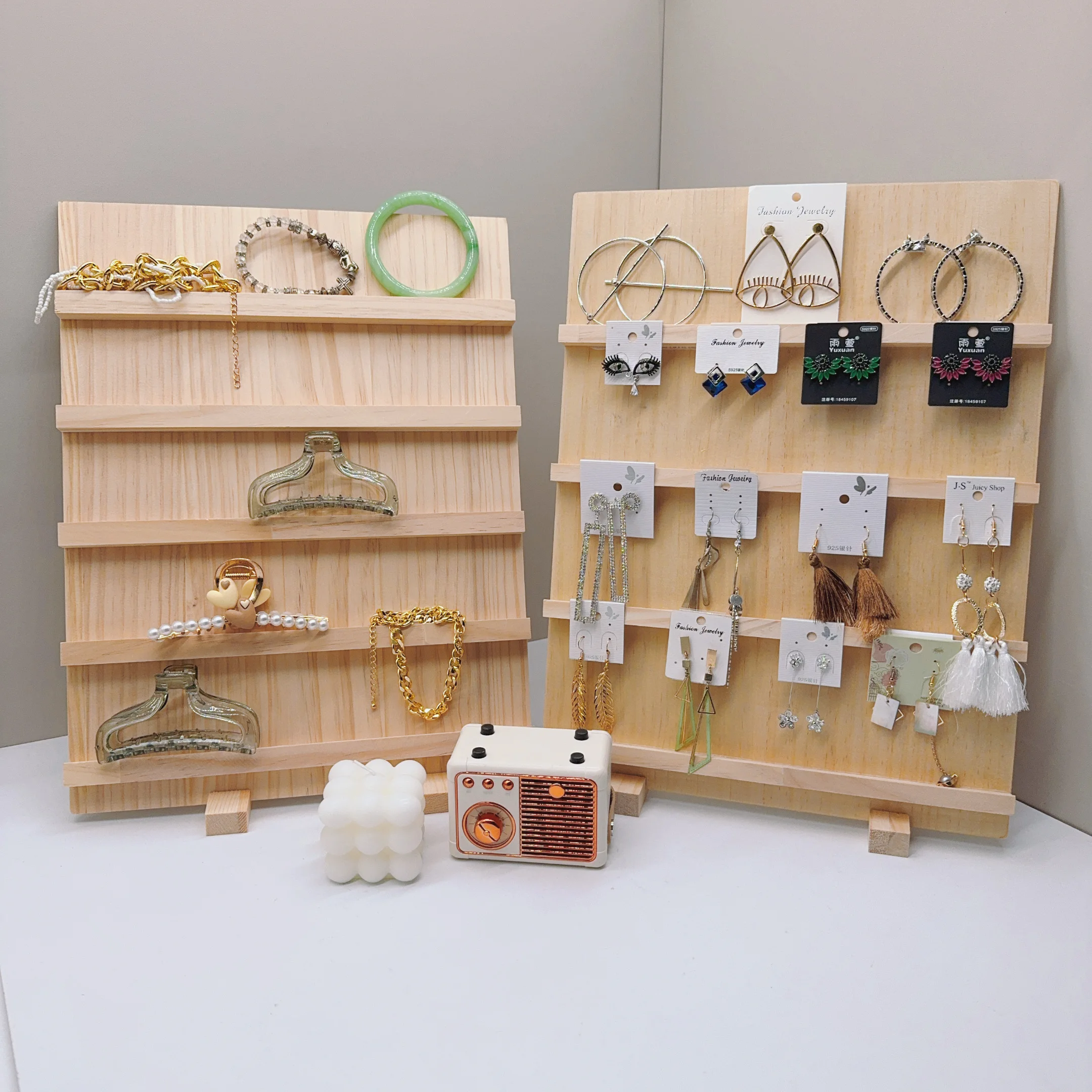 أقراط خشبية الإسورة عرض موقف 3/4/5 طبقات القرط قرط الاذن المرصع كرتون حامل مجوهرات الصلبة مكافحة القرط حامل مجوهرات