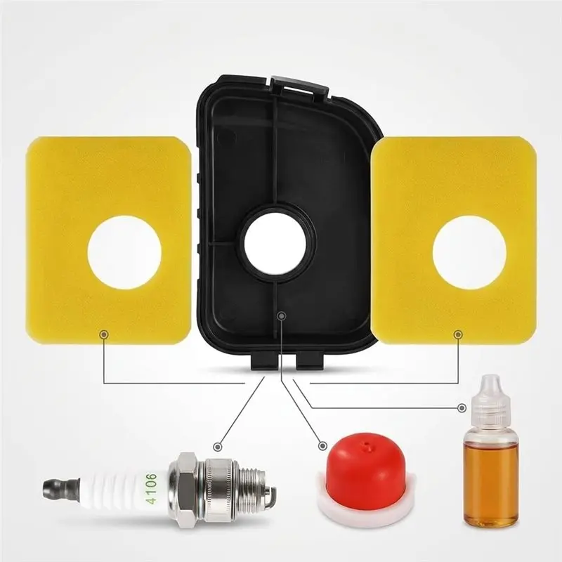 TKOH-Air Filter Cover Foam Filter Service Kit With Spark Plug For Lawn Mower Garden Engine Maintenance Parts Including Primer Bu