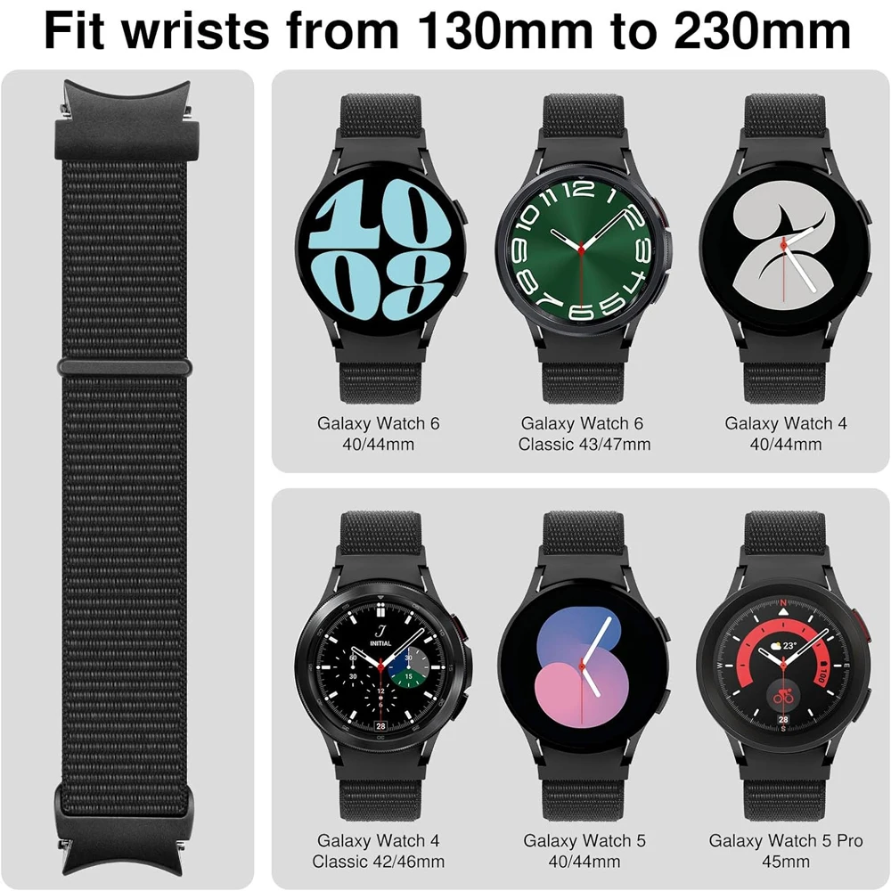 No Gaps Band For Samsung Galaxy Watch 7 FE 6 Classic 4/5 pro 44mm 40mm 47mm 43mm nylon loop correa bracelet Galaxy Watch 6 Strap