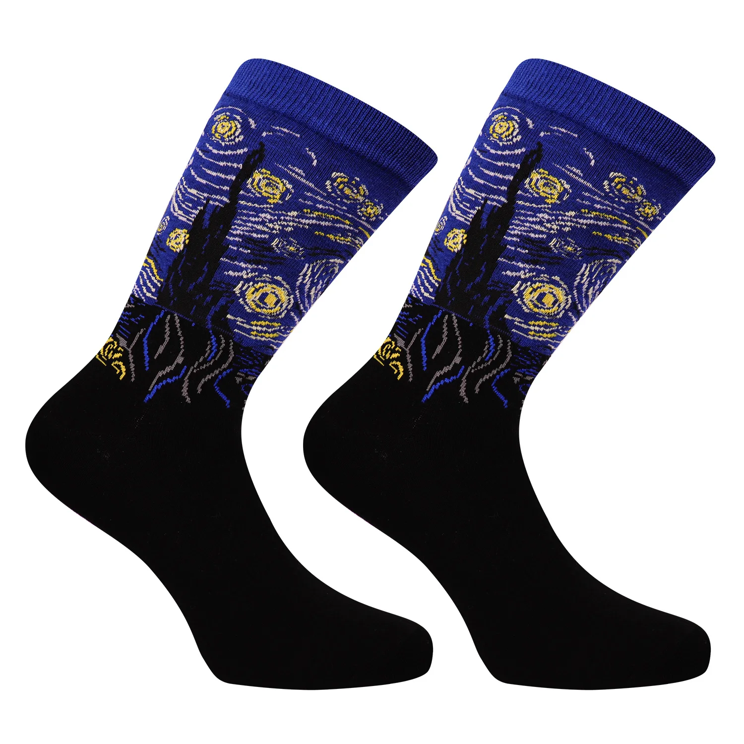 Retro Women New Art Van Gogh Mural World Famous Oil Painting Series Men Socks Knee-High Couples Funny Socks images - 6