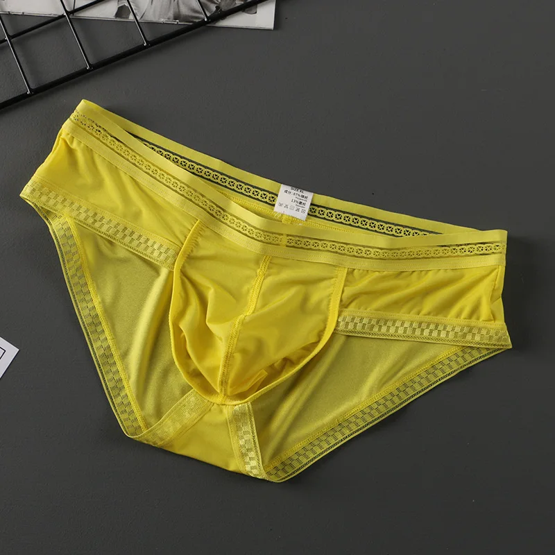 8 Color Hot Selling Brand Men Soft Ice Silk Underwear Sexy Ultra Thin Men's Briefs Panties Low-Rise Nylon Comfortable Underpants