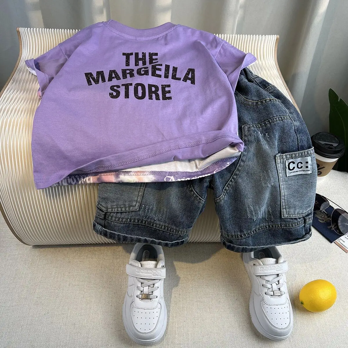 Children's summer outfit fashionable new style boys tie dye short sleeved T-shirt+shorts handsome two-piece set