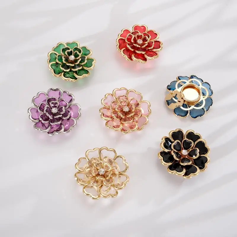 Rhinestone Flower Button Covers Fashion Crystal Cufflinks Button Clips Buckle Wedding Banquet Sewing Clothing Decor Accessories