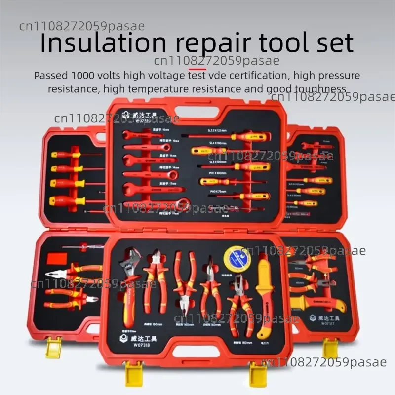 WEIDA 25-piece industrial grade stainless steel VDE insulation 1000V OEM hand tool set screwdriver ratchet wrench 3 years