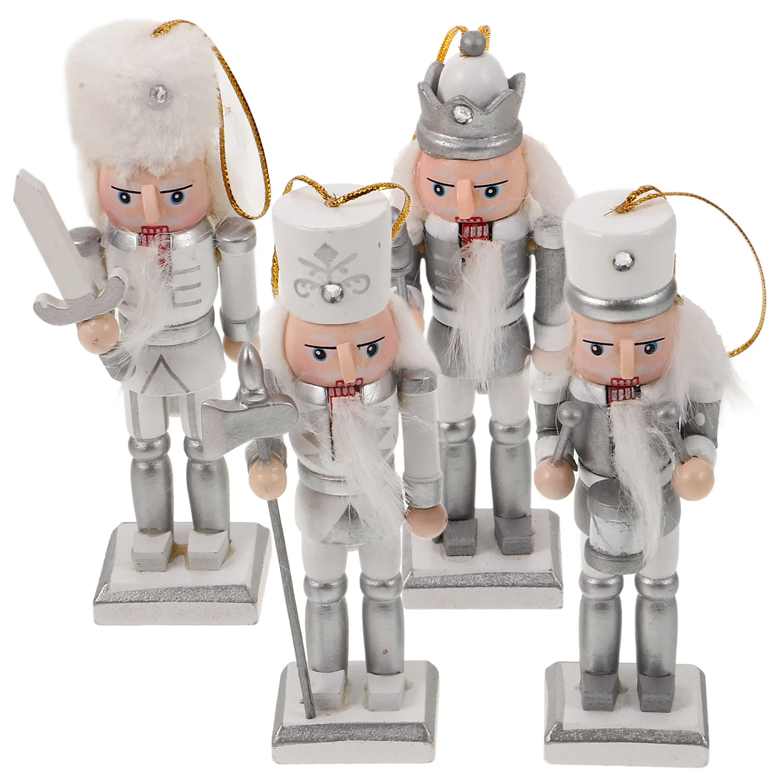 

4 pcs Christmas Nutcracker Set Resin Soldier Figurines Holiday Decor Tabletop Ornaments Xmas Decorations