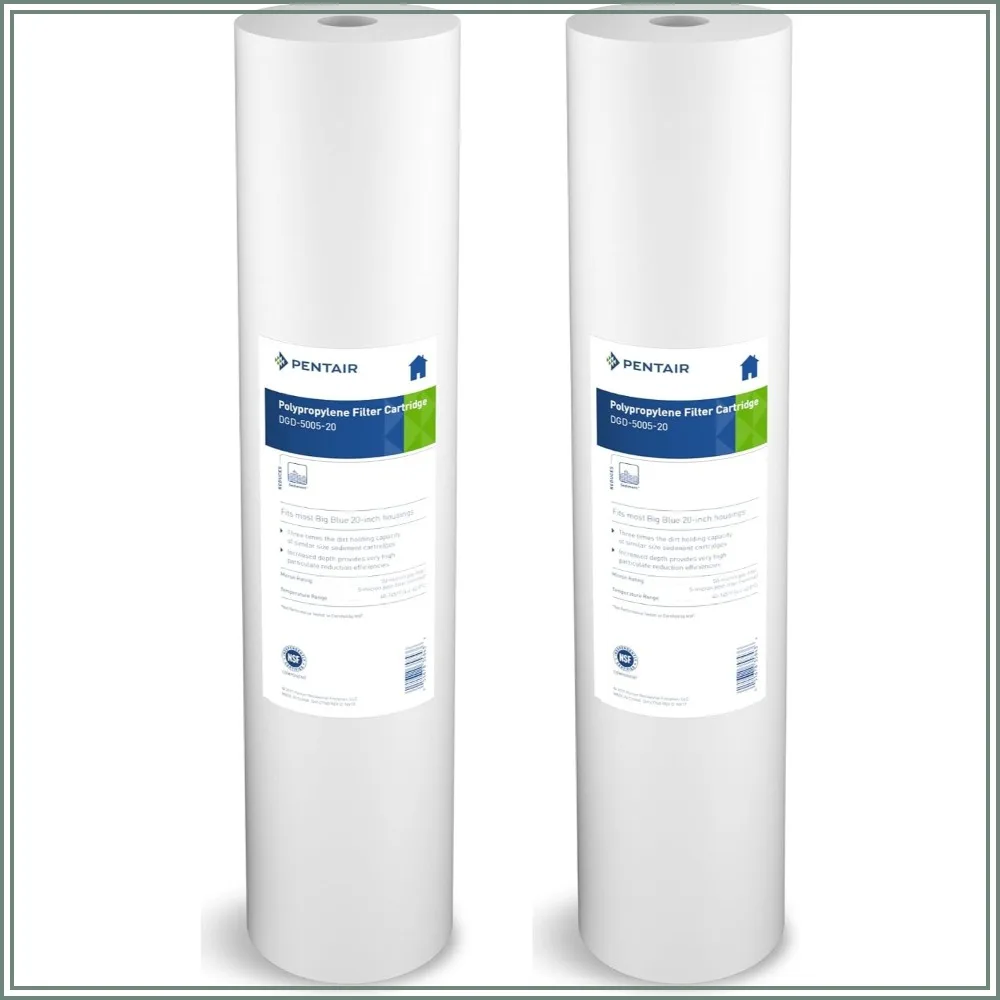 

20" x 4.5" Whole House Sediment Water Filter Cartridge, 5 Micron, 2-Pack, High Flow, Dirt Holding Capacity