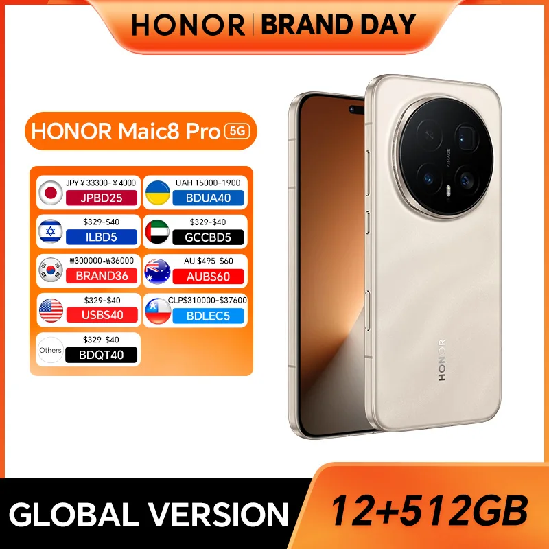 Global Version HONOR Magic8 Pro 12GB+512GB 5G AI Smartphone 6.71'' 120Hz OLED Display 200MP Cameras 7100mAh 100W SuperCharge NFC