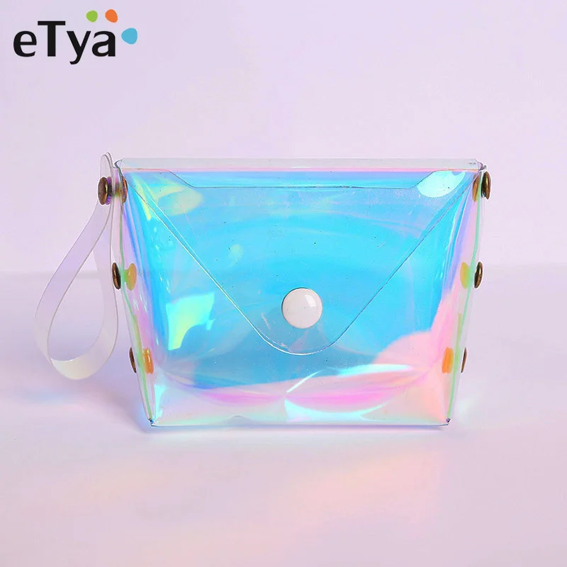 eTya Women Transparent Coin Purse Girls Change Money Pouch Credit Card Holder Wallet PU Female Purses Clutch Bag for Kids Gifts