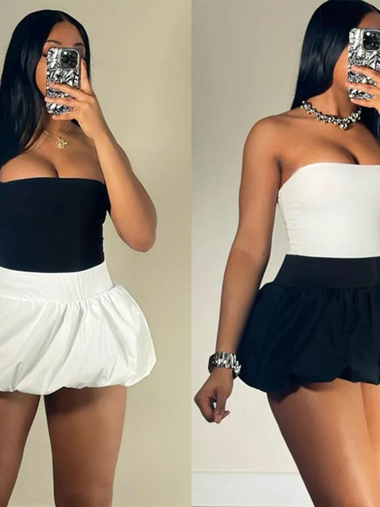 Ball Gown Skirts Women Y2K Hottie 2024 Summer Trend Midnight Waistband Miniskirts Birthday Streetwear Wild Bottoms