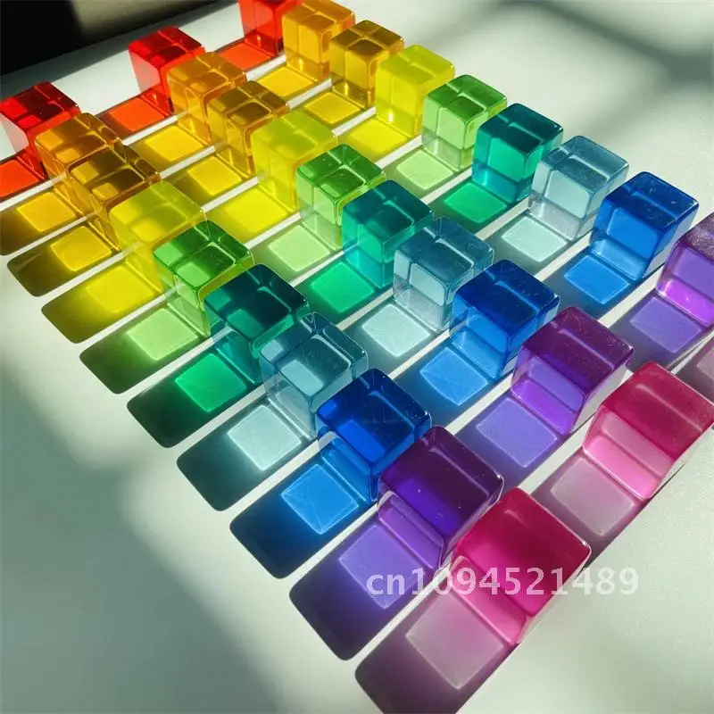 Acrylic Cubes Rainbow Gem Blocks Transparent Stacking Toys Sensory Training Crystal Toys Early Educational Toys for Children