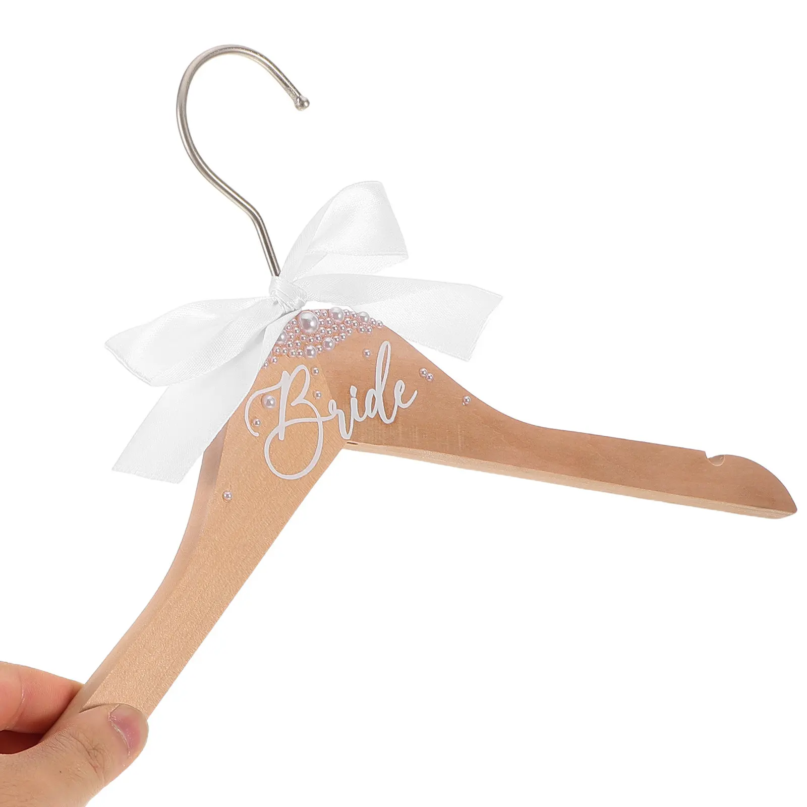 

Набор из 2 элегантных вешалок для свадебных платьев с жемчужными бусинами, деревянные вешалки для демонстрации свадебных платьев, для репетиционных ужинов и подвешивания нарядов