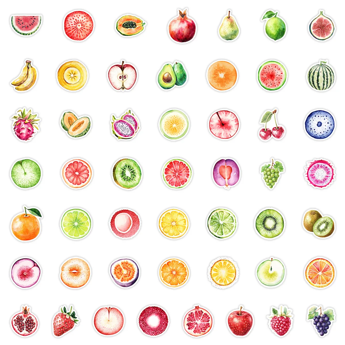 50pcs Fruits Graffiti Stickers Cute Watercolor Graffiti Sticker Cartoon DIY Skateboard Phone Case Laptop Waterproof Cool Sticker