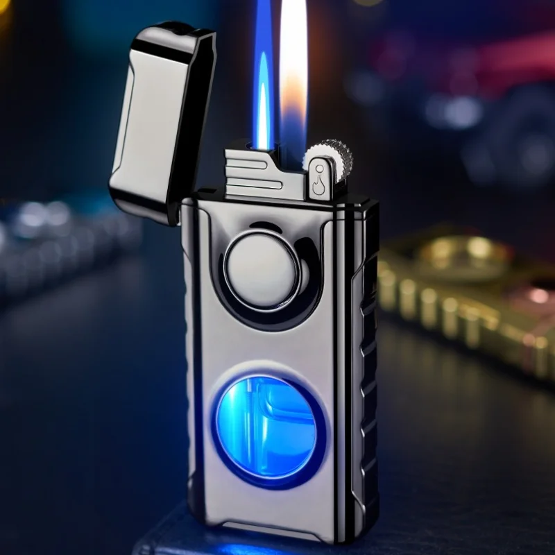 

Newest Cigar Lighter Dual Fire Inflatable Ignitor Windproof Open Flame Switchable Flame Cigarette Lighters & Smoking Accessories