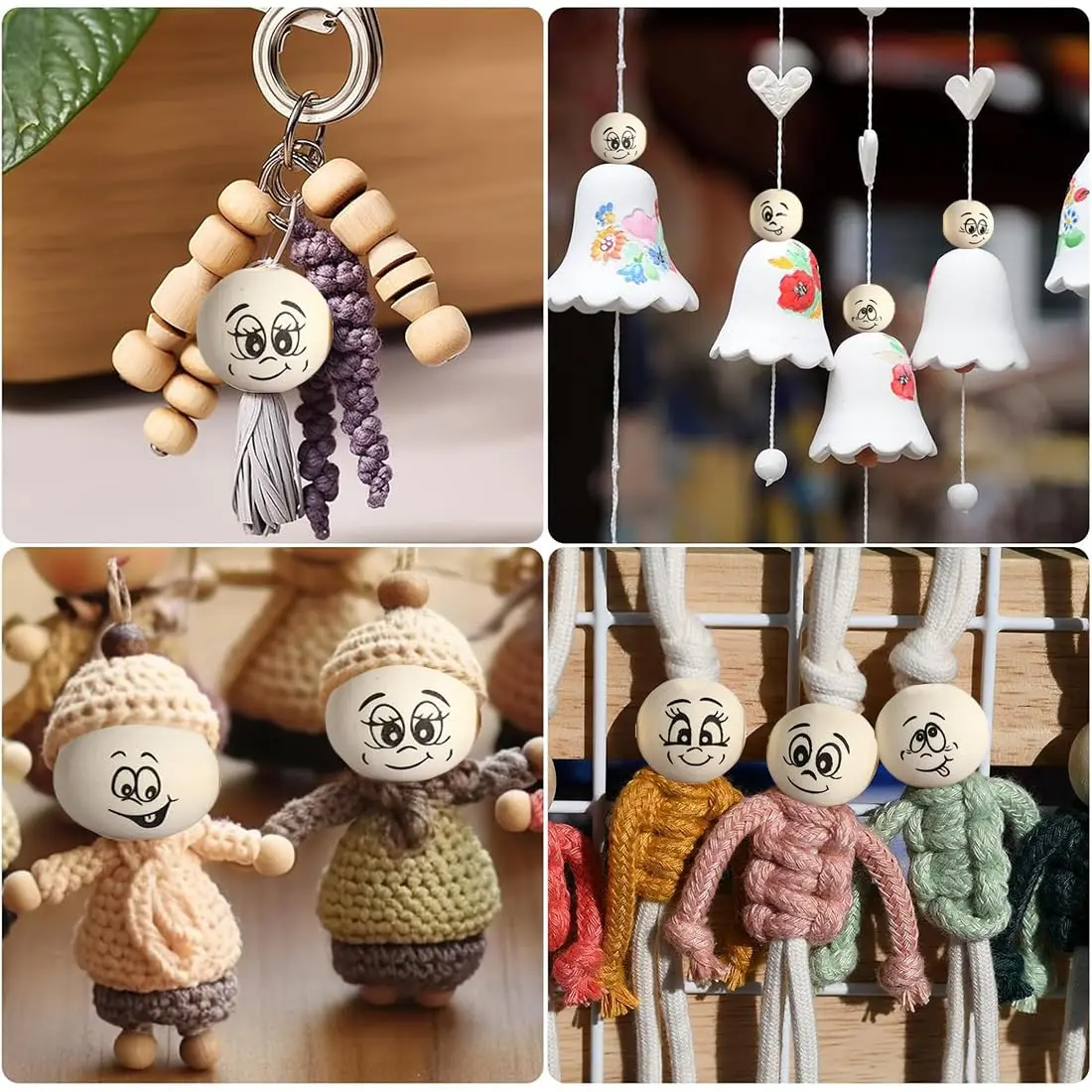 40Pcs Wooden Bead Expression Face Jewelry Making Beads for DIY Lucky Worms Crafts Keychains Earring Necklace Loose Beaded Access view 5