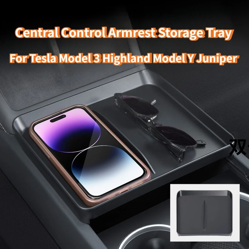 

Central Control Armrest Storage Tray for Tesla Model 3 Highland Model Y Juniper 2025 Storage Box Organizer Car Interior Accessor