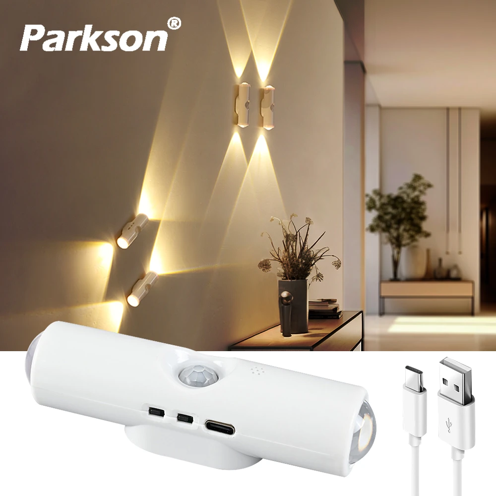 Luz Noturna LED com Sensor de Movimento, Gradiente RGB, Lâmpada Magnética Recarregável para Quarto, Armário, Jardim, Banheiro e Decoração de Casa
