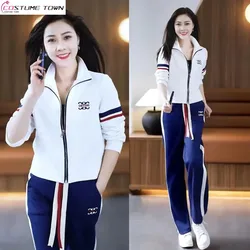 Fashion casual straight leg pants sportswear women's set 2024 autumn new age reducing running suit two-piece set