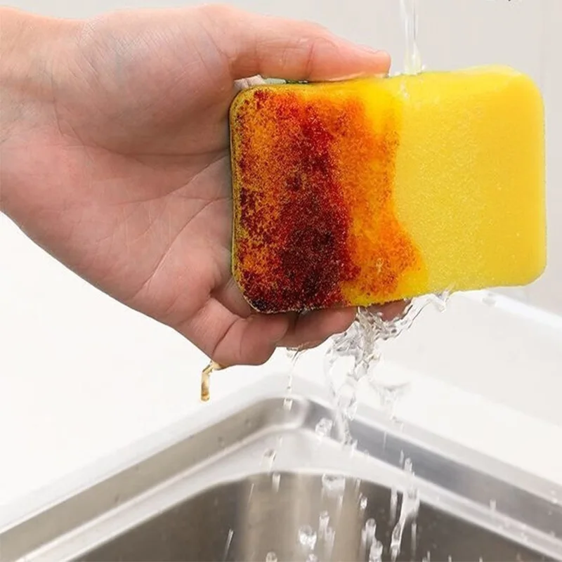 10/20/30 قطعة إسفنجة المطبخ على الوجهين فرك نظيفة فرك وعاء الصدأ البقع البؤرية إزالة تنظيف فرشاة الإسفنج ماصة للغاية