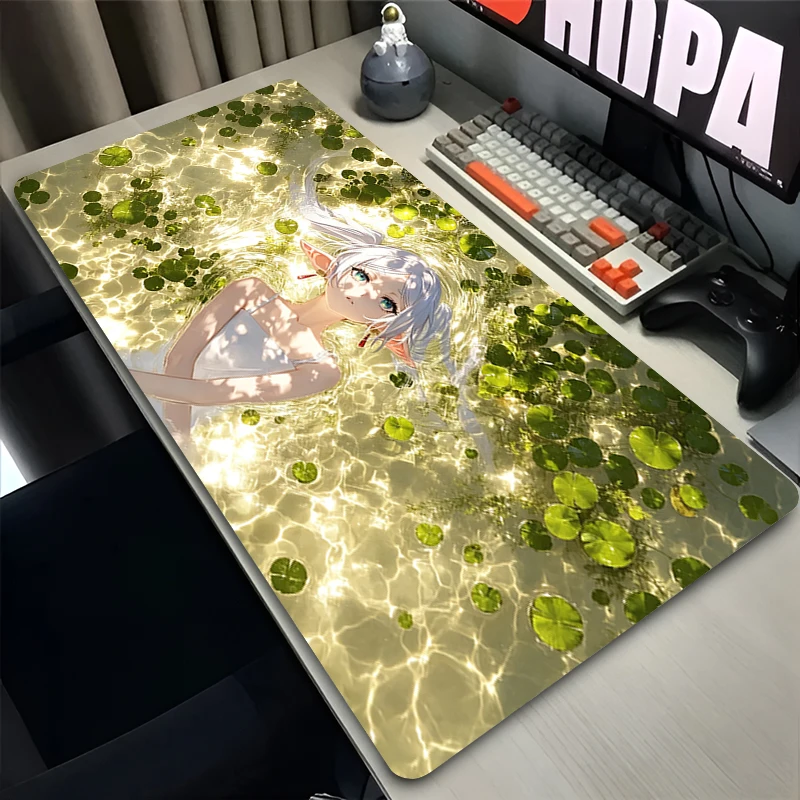Cute Anime Mouse Pad Large Gamer Desk Mat PC Computer Keyboard Pad Rubber Gaming Accessories Frieren At The Funeral Mousepads
