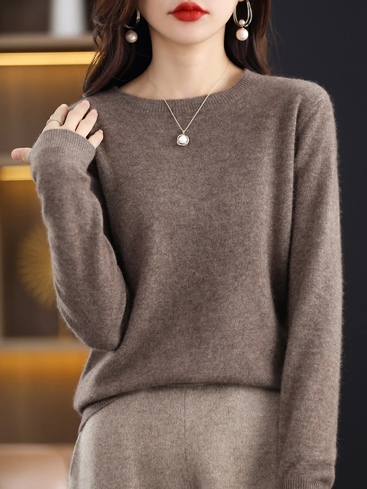 100% Goat Cashmere Knit Sweater Pullover Autumn Winter Hot Sale O-Neck Sweaters Women Soft High Quality Ladies Jumpers Clothes