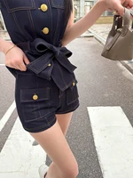 High-waisted denim shorts Y2k American dark blue women's 2026 spring and summer fashion hip-hop goth casual slim shorts - Image 2