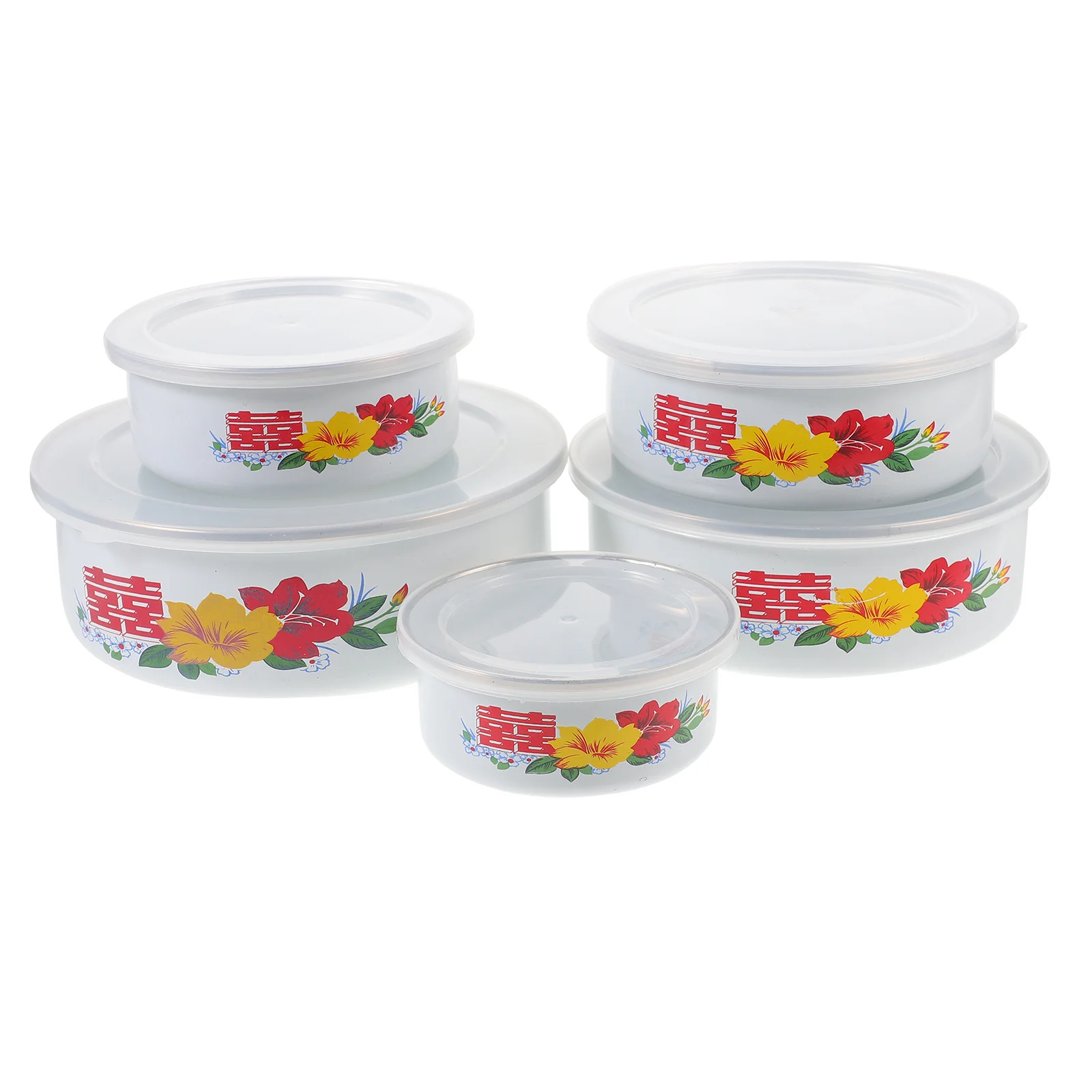 

1Set Food Fresh Keeping Bowl Salad Enamel Bowl with Lid Portable Multiuse Soup Noodle Storage Container for Kitchen Camping