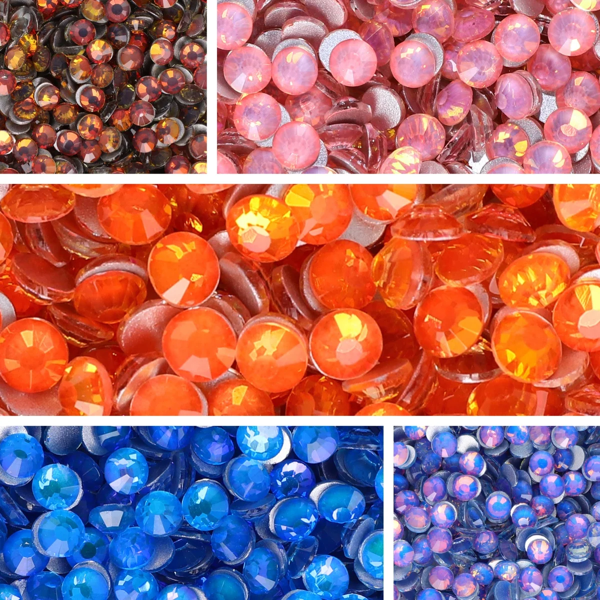 SS3-SS30 Flashing Series Silver Bottom Round Rhinestones Glitter Glass Non Hotfix Nail Art Crystal For Garment Decoration